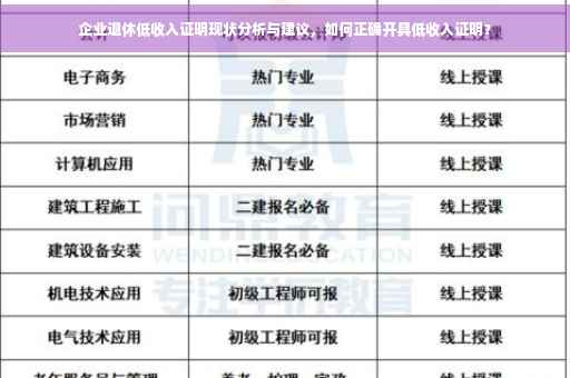 企业退休低收入证明现状分析与建议，如何正确开具低收入证明？