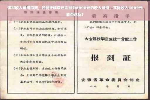 撰写收入证明指南，如何正确表述金额为6000元的收入证明，实际收入4000元能否达标？