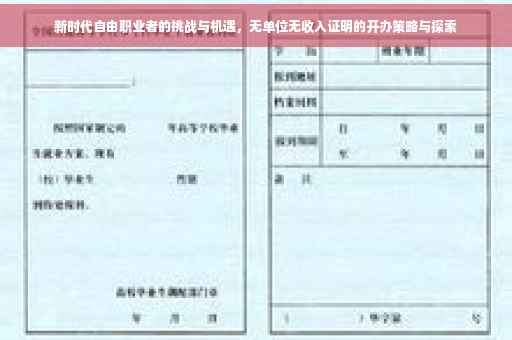 新时代自由职业者的挑战与机遇，无单位无收入证明的开办策略与探索