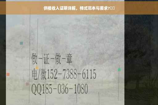 供楼收入证明详解，格式范本与要求?⚡️