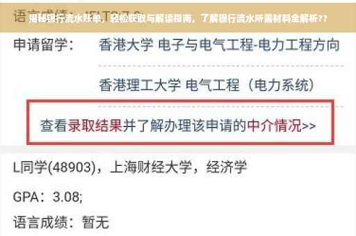 揭秘银行流水账单，轻松获取与解读指南，了解银行流水所需材料全解析??
