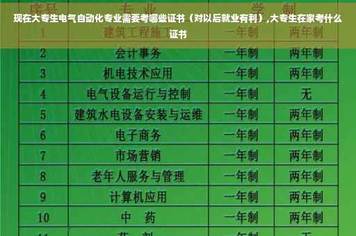 现在大专生电气自动化专业需要考哪些证书（对以后就业有利）,大专生在家考什么证书