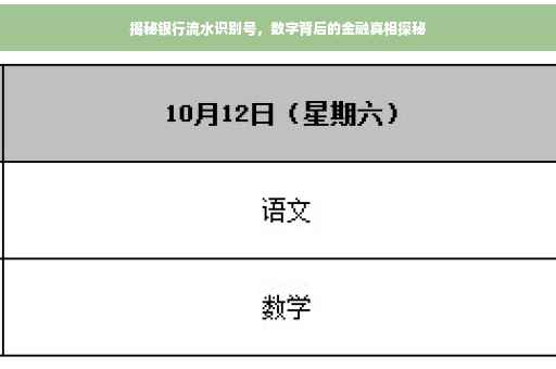 揭秘银行流水识别号，数字背后的金融真相探秘