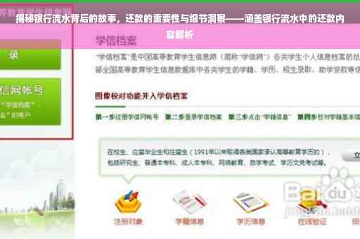 揭秘银行流水背后的故事，还款的重要性与细节洞察——涵盖银行流水中的还款内容解析