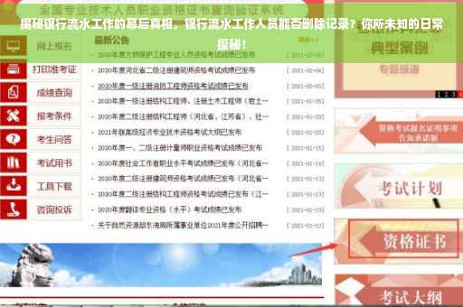 揭秘银行流水工作的幕后真相，银行流水工作人员能否删除记录？你所未知的日常探秘！