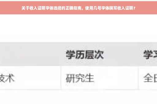关于收入证明字体选择的正确指南，使用几号字体撰写收入证明？