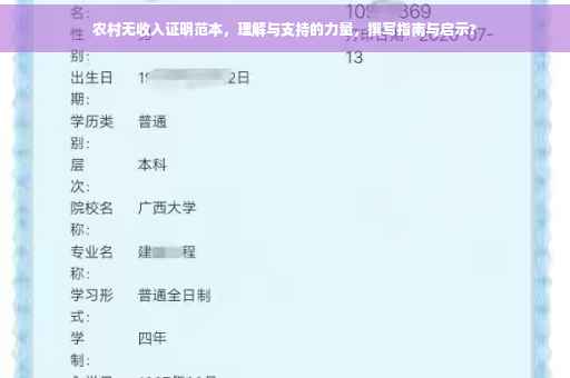 农村无收入证明范本，理解与支持的力量，撰写指南与启示?