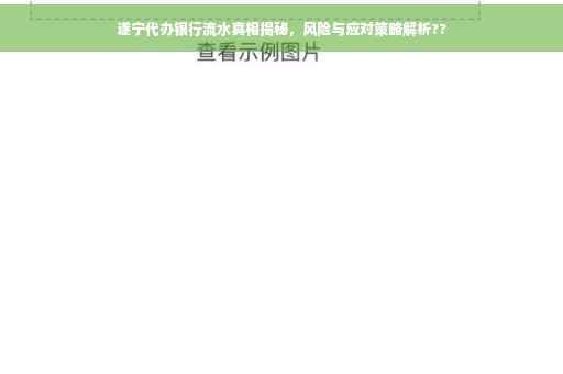 遂宁代办银行流水真相揭秘，风险与应对策略解析??