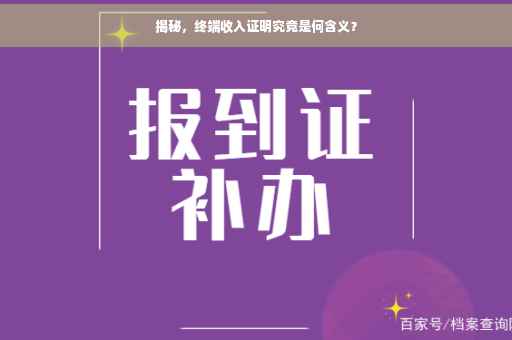 揭秘，终端收入证明究竟是何含义？