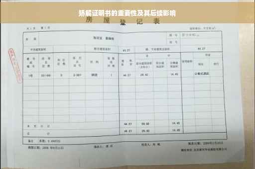 矫解证明书的重要性及其后续影响