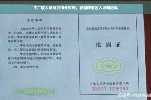 工厂收入证明办理全攻略，轻松获取收入证明材料