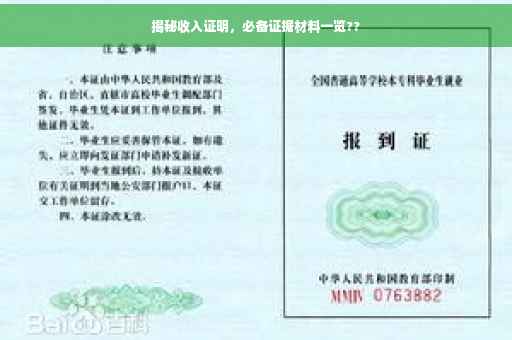揭秘收入证明，必备证据材料一览??