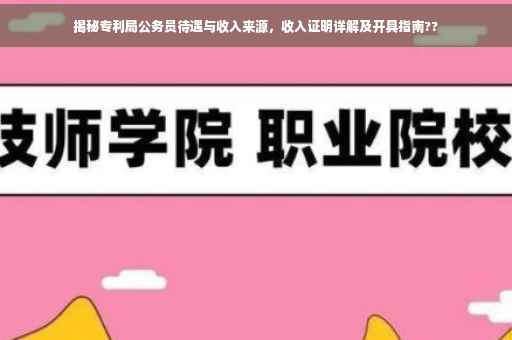 揭秘专利局公务员待遇与收入来源，收入证明详解及开具指南??