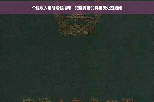 个税收入证明造假揭秘，犯罪背后的真相及处罚措施