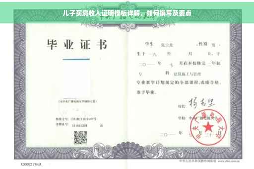 儿子买房收入证明模板详解，如何撰写及要点