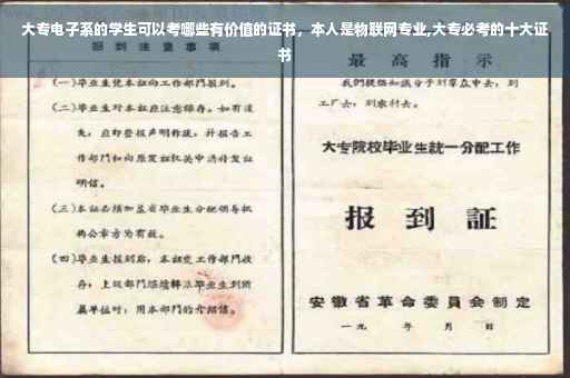 大专电子系的学生可以考哪些有价值的证书，本人是物联网专业,大专必考的十大证书
