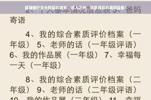 揭秘银行流水背后的故事，收入之外，贷款背后的真相探索！