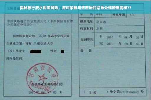 揭秘银行流水泄密风险，应对策略与泄密后的紧急处理措施揭秘??