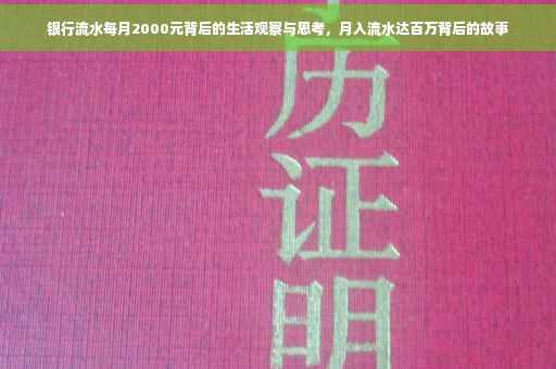 银行流水每月2000元背后的生活观察与思考，月入流水达百万背后的故事