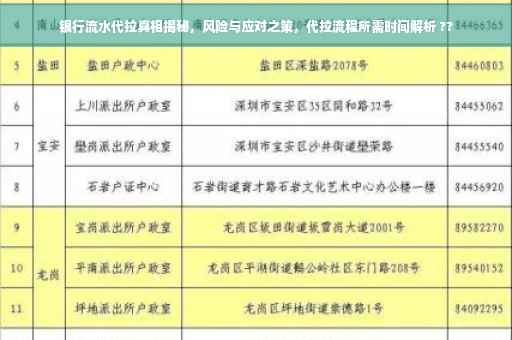 银行流水代拉真相揭秘，风险与应对之策，代拉流程所需时间解析 ??