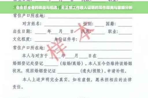 自由职业者的挑战与机遇，无正常工作收入证明的写作指南与策略分析