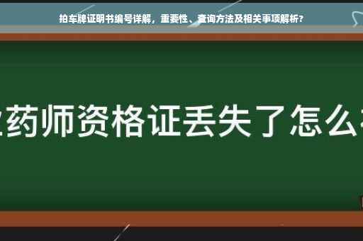 拍车牌证明书编号详解，重要性、查询方法及相关事项解析?