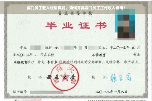 澳门员工收入证明详解，如何开具澳门员工工作收入证明？