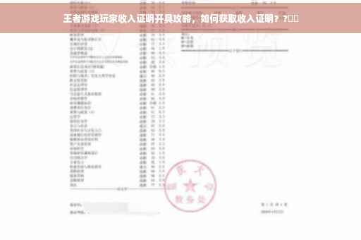 王者游戏玩家收入证明开具攻略，如何获取收入证明？?⚡️