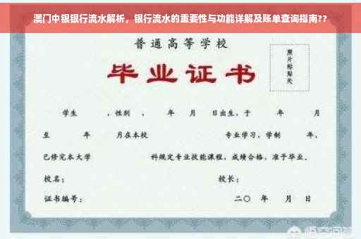 澳门中银银行流水解析，银行流水的重要性与功能详解及账单查询指南??