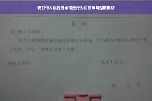 代打他人银行流水违法行为的警示与深度剖析