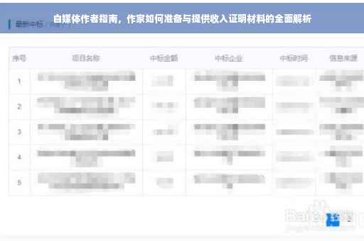 自媒体作者指南，作家如何准备与提供收入证明材料的全面解析