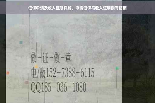 低保申请及收入证明详解，申请低保与收入证明撰写指南