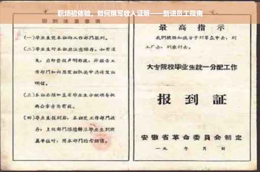 职场初体验，如何撰写收入证明——新进员工指南