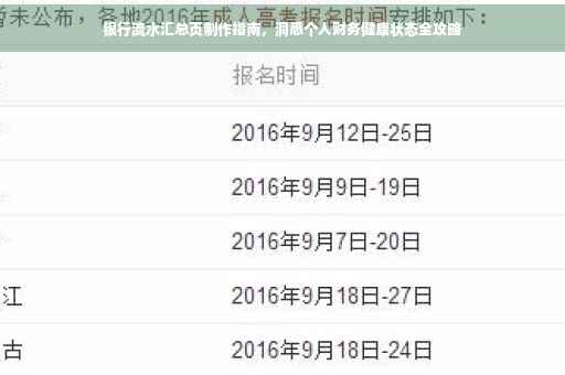 银行流水汇总页制作指南，洞悉个人财务健康状态全攻略