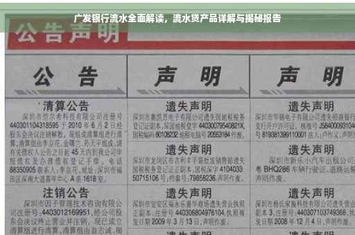 广发银行流水全面解读，流水贷产品详解与揭秘报告