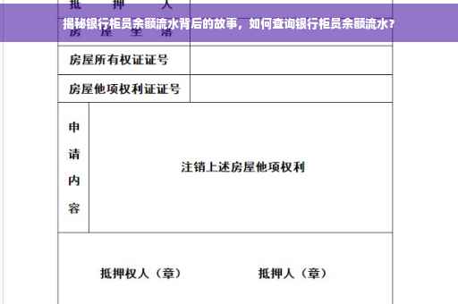 揭秘银行柜员余额流水背后的故事，如何查询银行柜员余额流水？