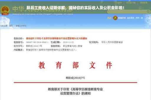 税后工资收入证明详解，揭秘你的实际收入及公积金影响！