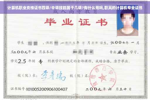 计算机职业资格证书四级/中级技能属于几级?有什么用吗,职高的计算机专业证书