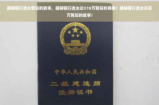 揭秘银行流水背后的故事，揭秘银行流水达370万背后的真相！揭秘银行流水达百万背后的故事！