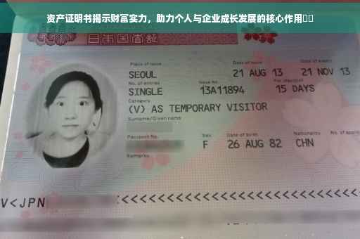 资产证明书揭示财富实力，助力个人与企业成长发展的核心作用​​