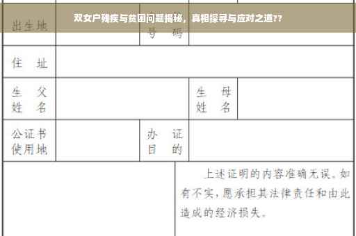 双女户残疾与贫困问题揭秘，真相探寻与应对之道??