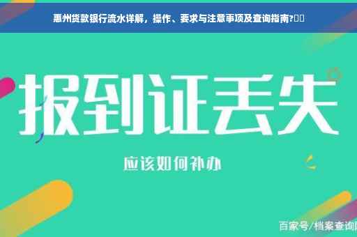 惠州货款银行流水详解，操作、要求与注意事项及查询指南?⚡️