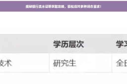 揭秘银行流水证明获取攻略，轻松应对多种场合需求！