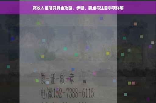 高收入证明开具全攻略，步骤、要点与注意事项详解