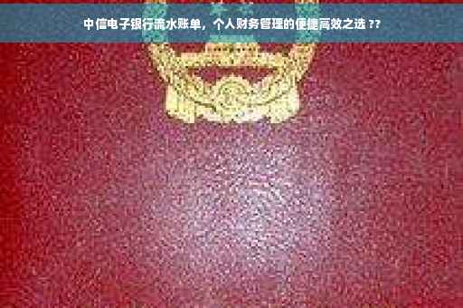 中信电子银行流水账单，个人财务管理的便捷高效之选 ??