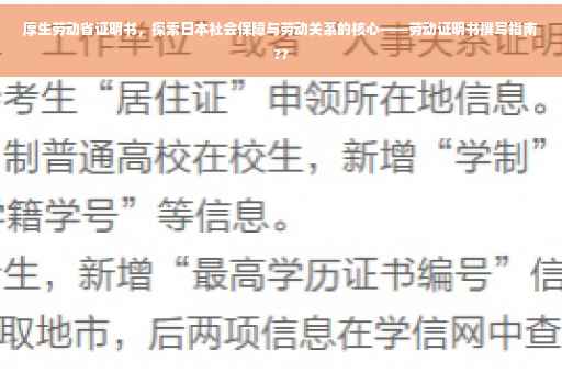 厚生劳动省证明书，探索日本社会保障与劳动关系的核心——劳动证明书撰写指南??