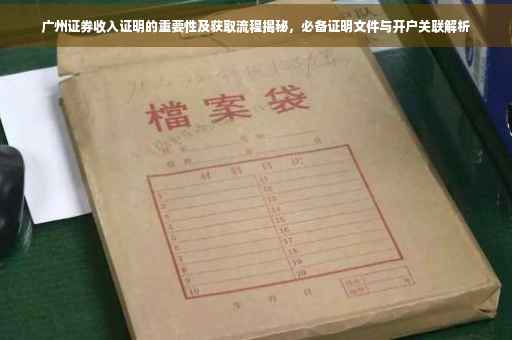 广州证券收入证明的重要性及获取流程揭秘，必备证明文件与开户关联解析