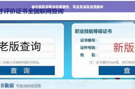 单位报到证明书的重要性、写法及实际应用解析