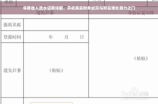 年度收入流水证明详解，开启真实财务状况与财富增长潜力之门
