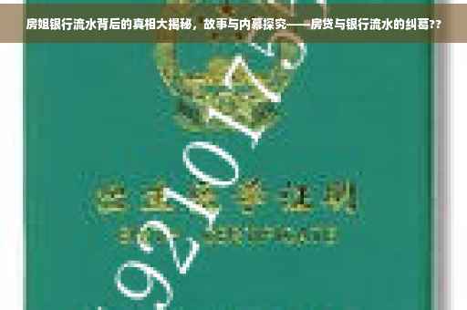 房姐银行流水背后的真相大揭秘，故事与内幕探究——房贷与银行流水的纠葛??